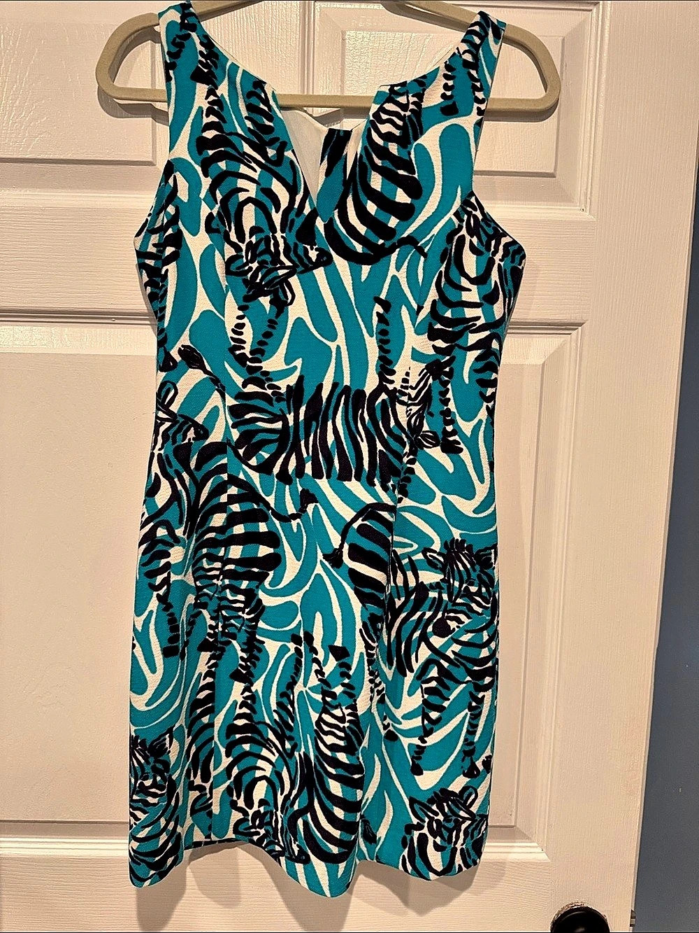 Lilly Pulitzer Madeline Shift Dress Animal Print Blue & Black Size 4